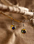 Single Blue Pottery Bead Earring (Yellow)